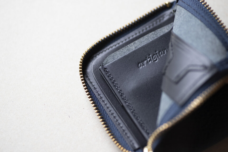 多機能スマートウォレット L字ファスナー財布 ミニ財布 牛革 ミネルバ