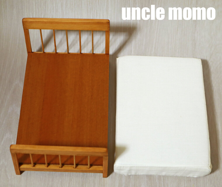 ドールベッド ドール用ベッド ダブル（色：チェスナット） 1/12ミニチュア家具