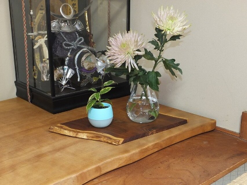 桑の木の花瓶と花瓶台 特上品 希少 花器 置物 木工品 ハンドメイド 