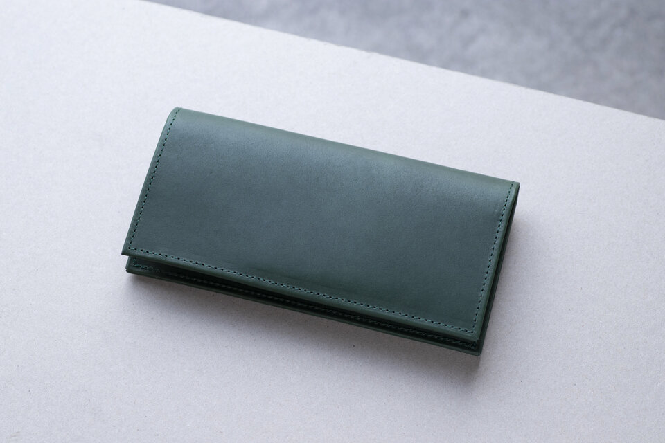 ロングウォレット　グリーン　本革　姫路産アラバスタレザー　長財布　aw-12hn
