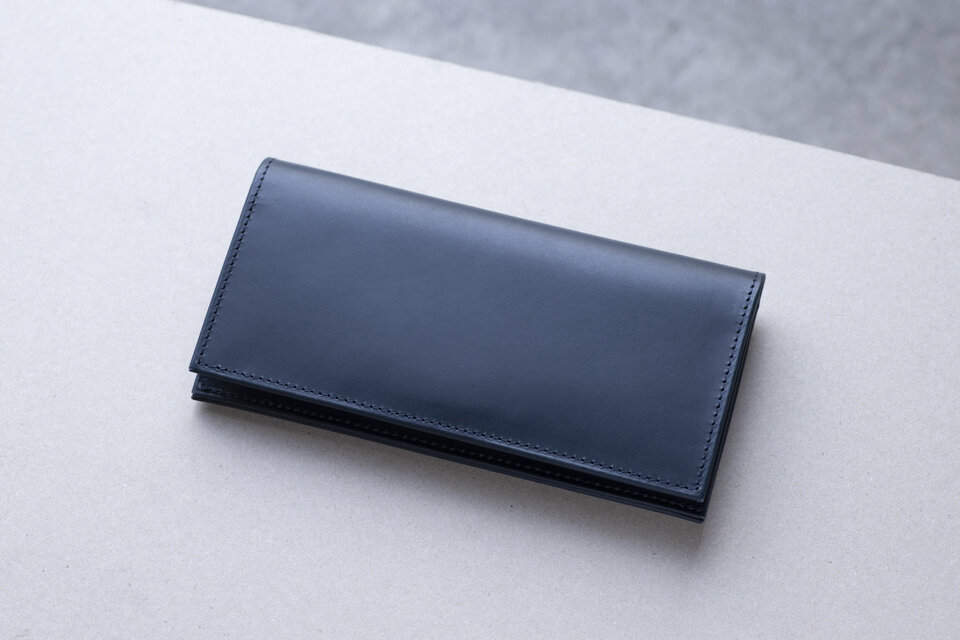 ロングウォレット　ネイビー　本革　姫路産アラバスタレザー　長財布　aw-12hn