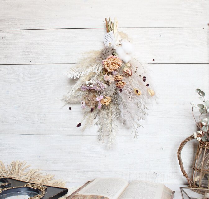 六花」スワッグ パンパスグラスのきまぐれスワッグ パンパス ドライ