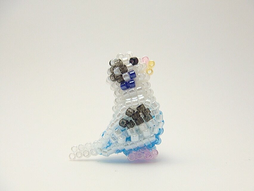 ハルクインセキセイインコ・ビーズ（ストラップ/ブローチを選択）