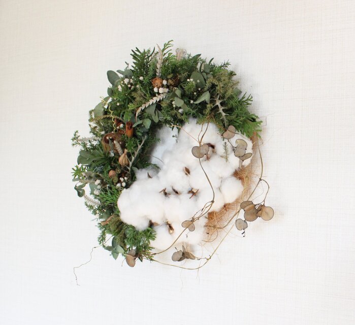 クリスマス】ごろっとチャンクコットンのクリスマスリース 冬リース
