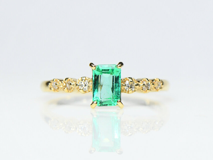 K18 エメラルド ダイヤ リング BU048