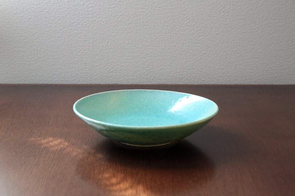 トルコ青釉の平鉢 ＊ 約20cm