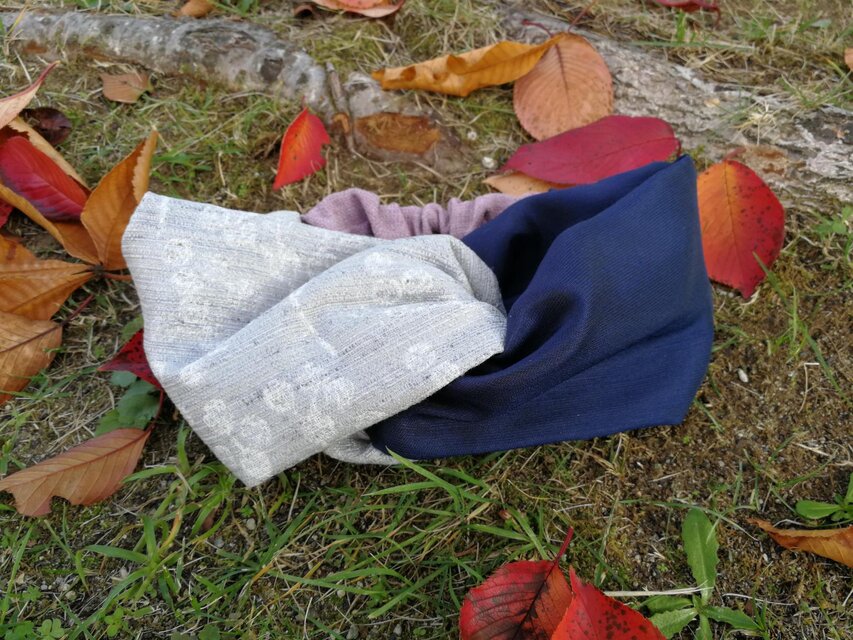 ヘアターバン　winterクール　ネイビー　☆　ヘアバンド