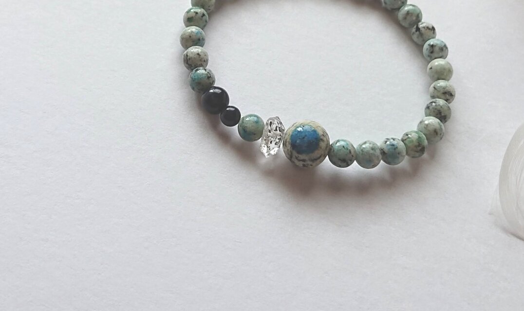 ◆nさまご予約  *K2アズライトと両剣水晶、デュモルチェライトのブレスレット