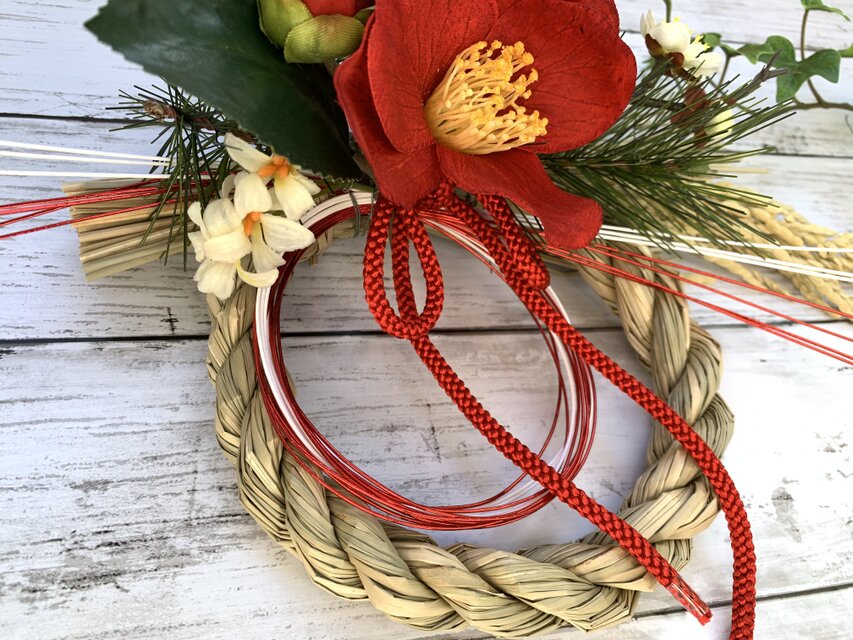 2021迎春！】赤い椿のお正月飾り◇ ♯お正月飾り ♯しめ縄 ♯しめ縄