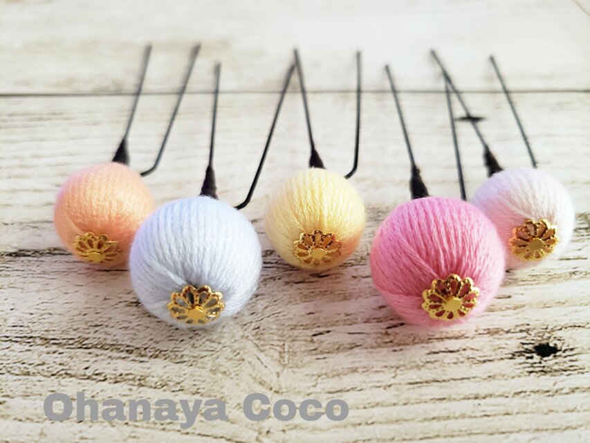 和玉ボール5本Set Gタイプ⑤　髪飾り 成人式 袴 振袖
