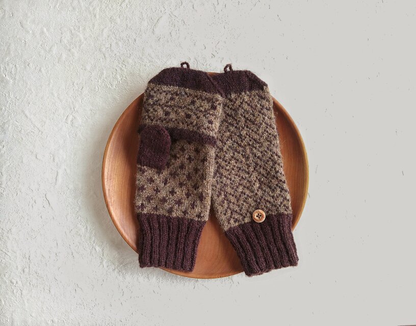 MONYOU 2wayミトン ＊higaki mitten・朽葉色×檜皮色＊