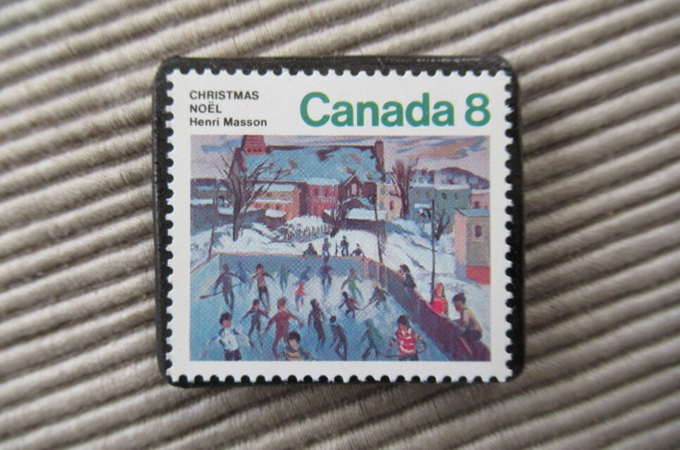 カナダ　クリスマス切手ブローチ6856