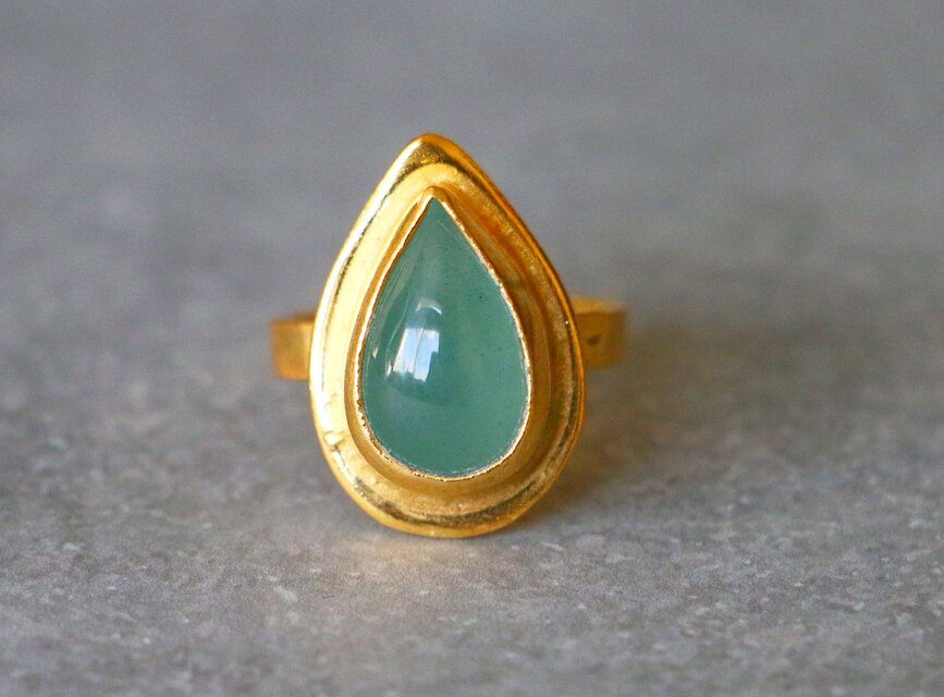 古代スタイル＊天然グランディディエライト　指輪＊9号　GP