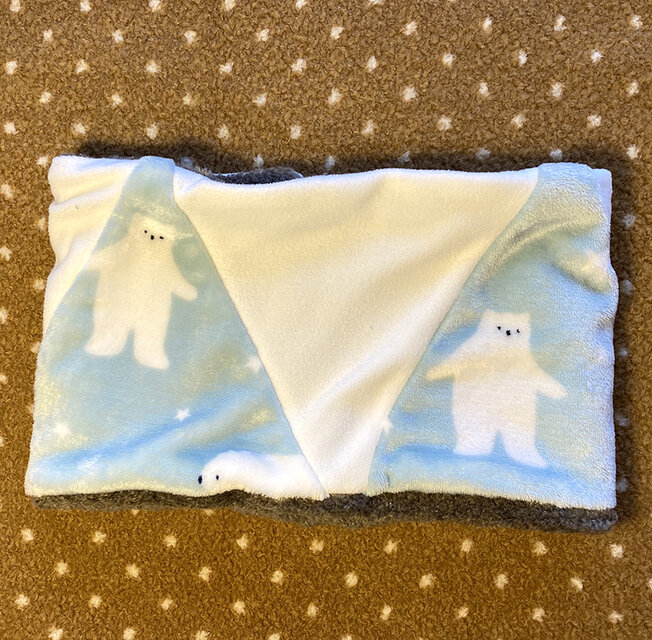 SALE ネックウォーマー　キッズLサイズ　おやすみ　しろくまさん＆ ボア グレージュ