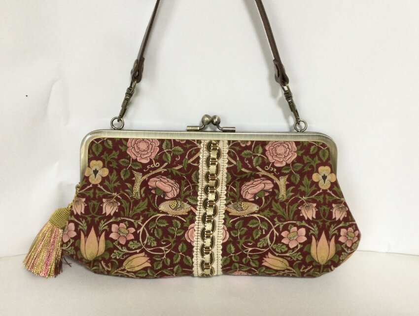 ウイリアムモリス　ローズ　親子がま口長財布バッグ　