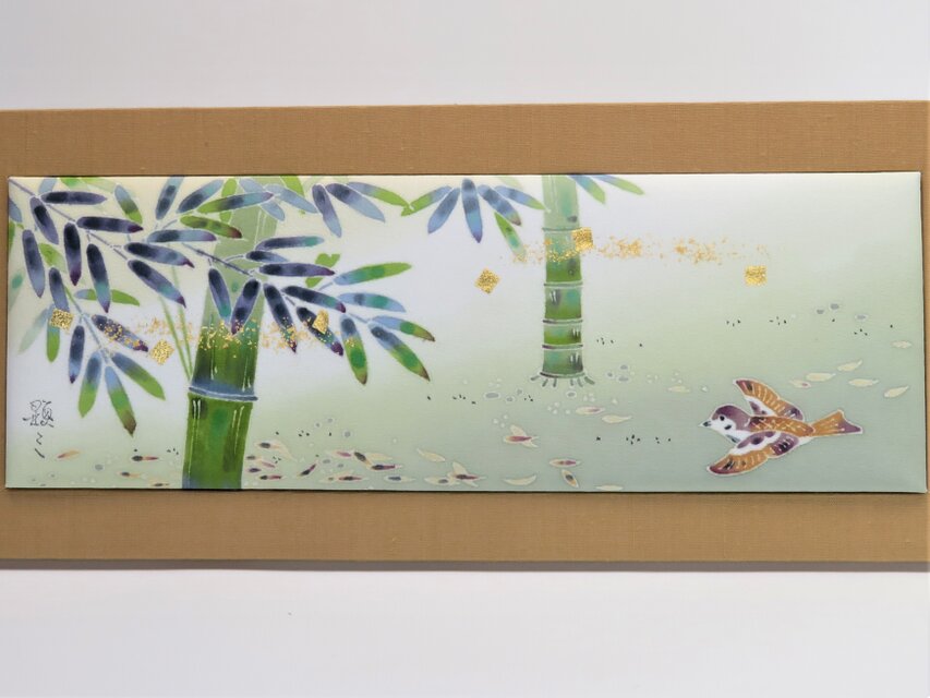 加賀友禅　染パネル【すずめ】