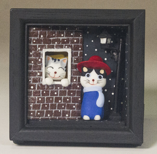 立体額(コートを着たねこ)