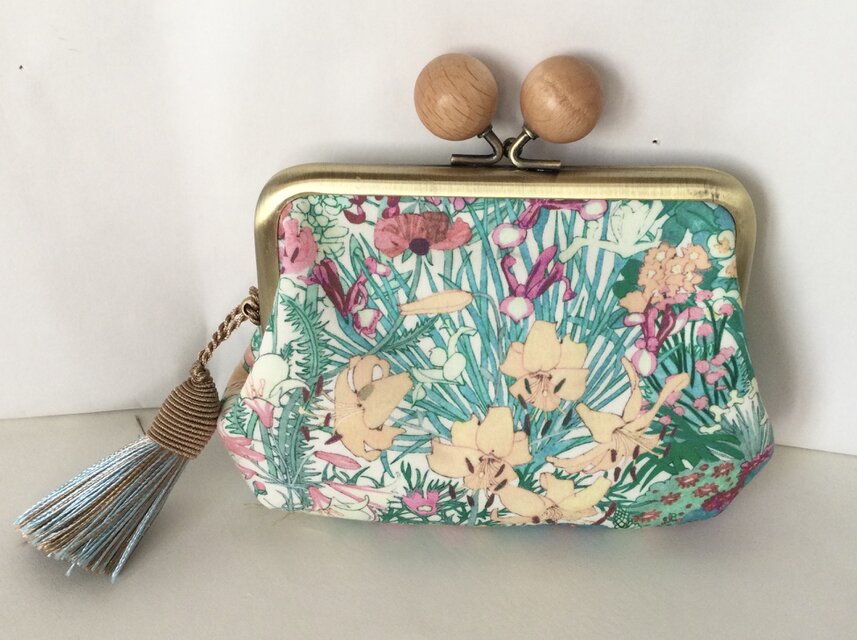 リバティ　アリスズガーデン　木玉親子がま口ミニ財布　