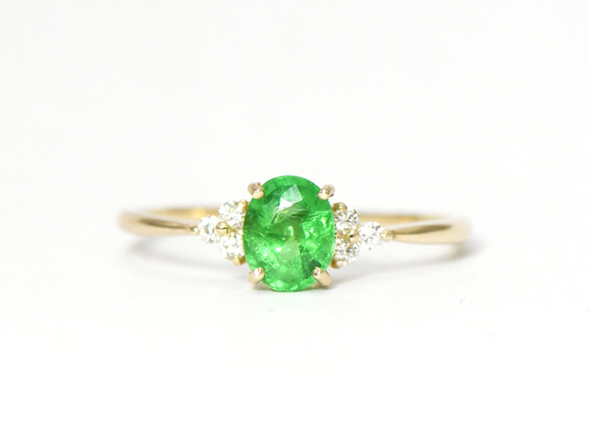 K10 グリーンガーネット ダイヤ リング BV094