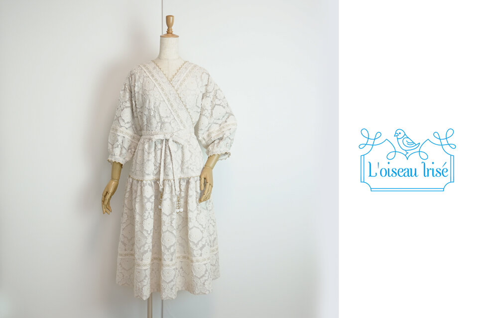 カシュクールワンピ　ダマスクジャガード