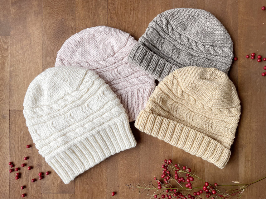 【ウール100%】マルチケーブル柄キャップ