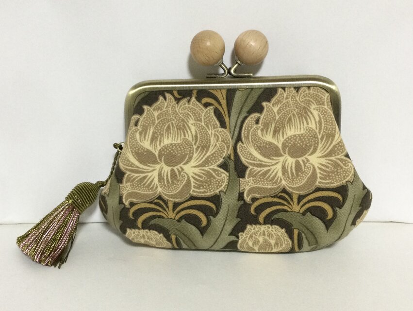 ウイリアムモリス　オスウィン木玉が子がま口ミニ財布　