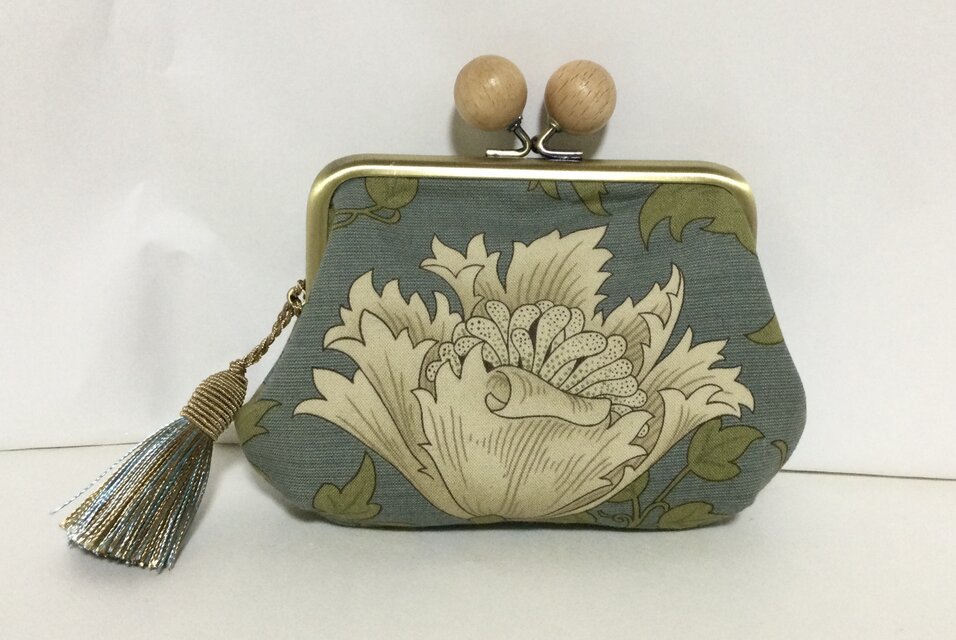 ウイリアムモリス　アネモネ　木玉親子がま口ミニ財布　