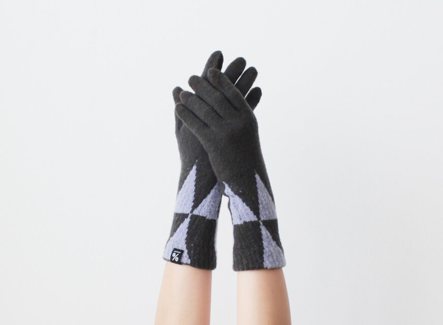 スマホ対応 手袋 手首 あったか % PERCENT（COMFORTABLE：ダークグレー・ライトパープル）グッドデザイン賞受賞