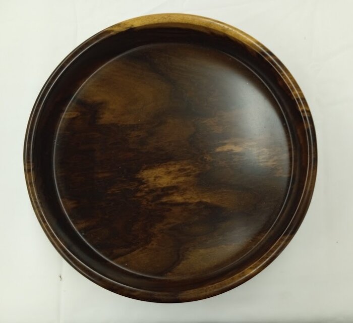 黒柿丸飾り盆 黒柿丸盆φ29cm 節、縁欠け、虫食い、と全て違う特徴のお盆ができ