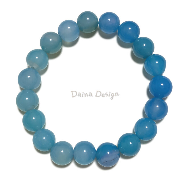 アゲート ブレスレット ブルー 青 水色 瑪瑙 レア 大粒 天然石