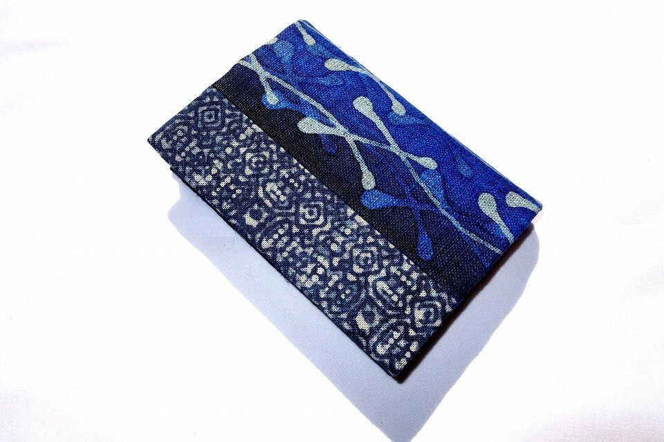 文庫本ブックカバー　青の麻