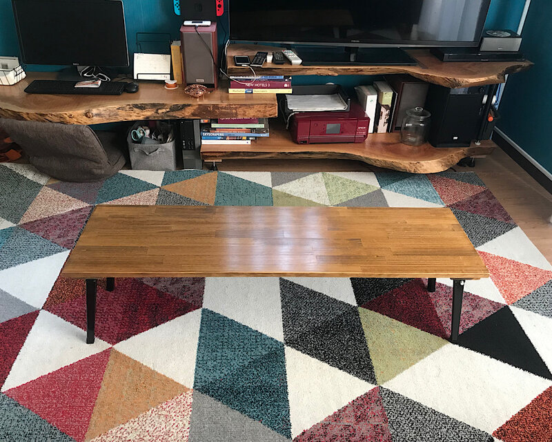 【送料無料】 ローテーブル 長方形 120cm 35cm パイン エボニー 折りたたみ脚