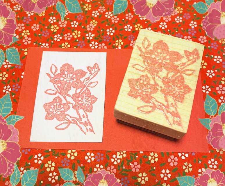 ✿早春の花はんこ〓【桃の花B】3.5×4.5㎝