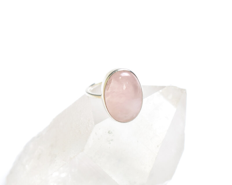 透明ピンク！ローズクォーツのシルバーリング　