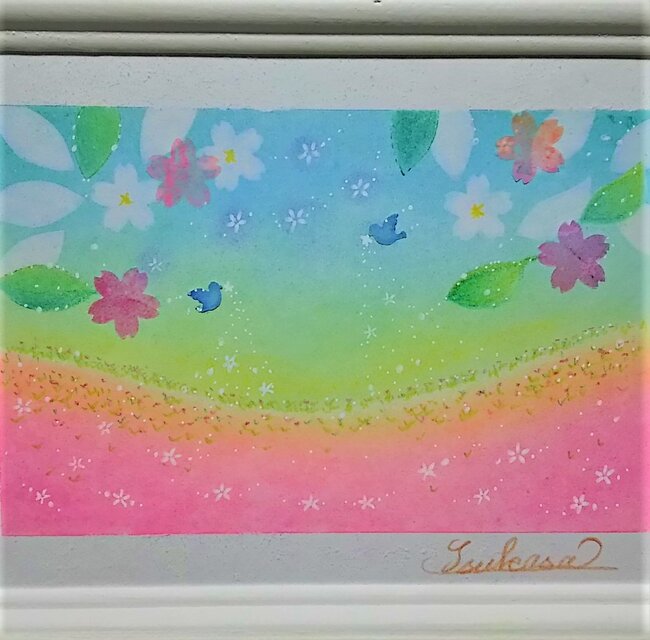 パステルアート 春のお届け物 パステル画原画 | iichi 日々の暮らしを