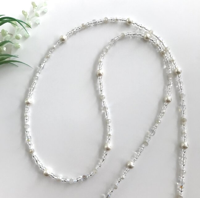 ✨美品✨　真珠　ネックレス　ロングネックレス　一連　二連　ホワイト　フェイク　白 Amazon | [アジアンスタイルマオ アクセサリー] ネックレス