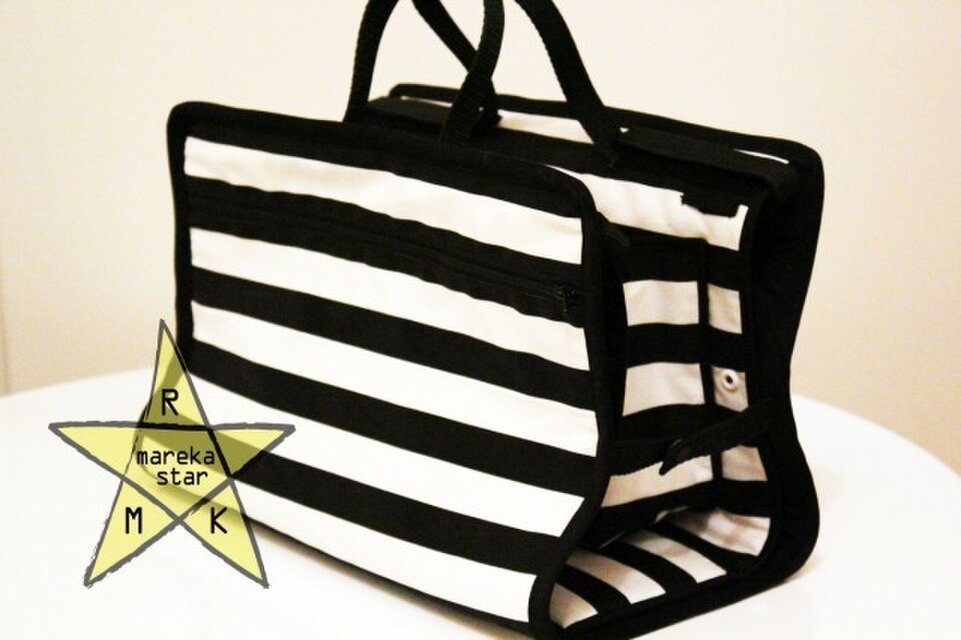 【売約済S様】№260.ベビーカーバック☆白黒ボーダー