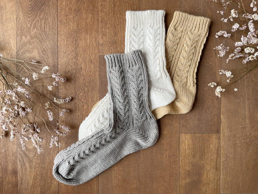 【オーガニックコットン100%】アラン柄ソックス