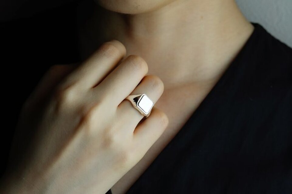 〈silver925〉step signet ring “Middle”2〜25号 /シグネットリング