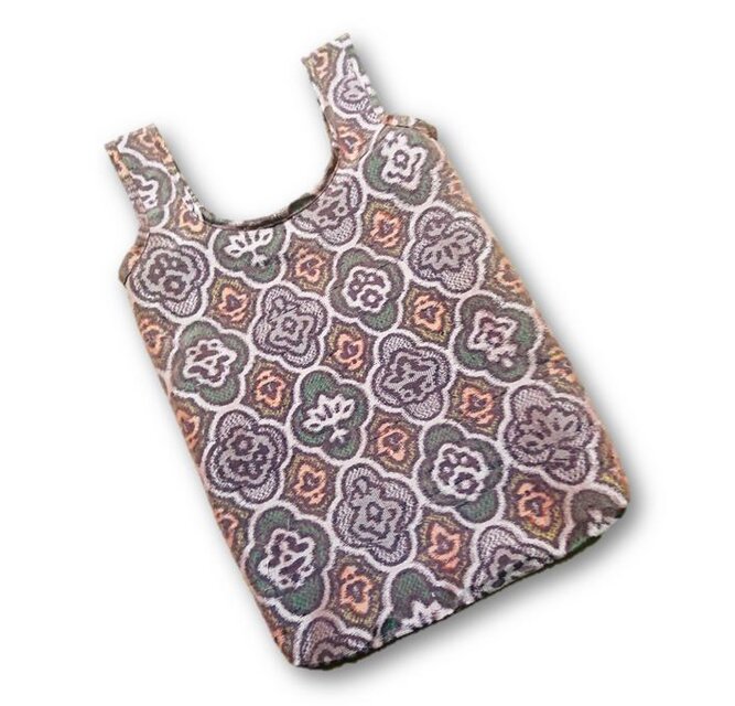 66　大島紬リメイクエコバッグ（サーモンピンク）