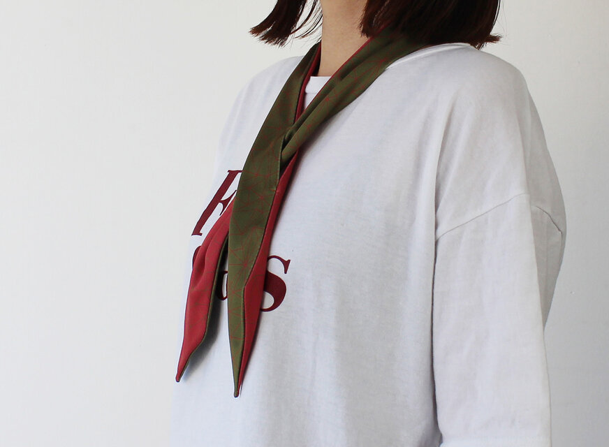 % PERCENT クール スカーフ（カーキ・レッド）濡らして冷んやりクールスカーフ 固定穴付き 熱中症対策 手首 ヘッドアクセ