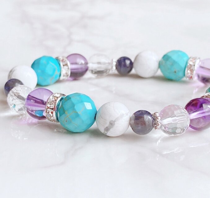 ガネーシャ ハウラウトターコイズ ブレスレット 爽やかな彩りと癒しを手元に♪ハウライトターコイズ（トルコ