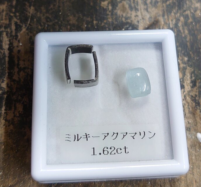 ミルキーアクアマリンLSQカボッション シルバーSV925リング | iichi  