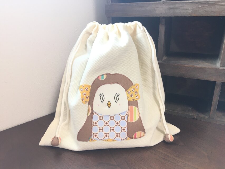 アマビエ様のアップリケ巾着