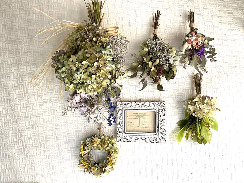 参考 アンティーク、シャビー、シック、退色、アジサイ ドライフラワー