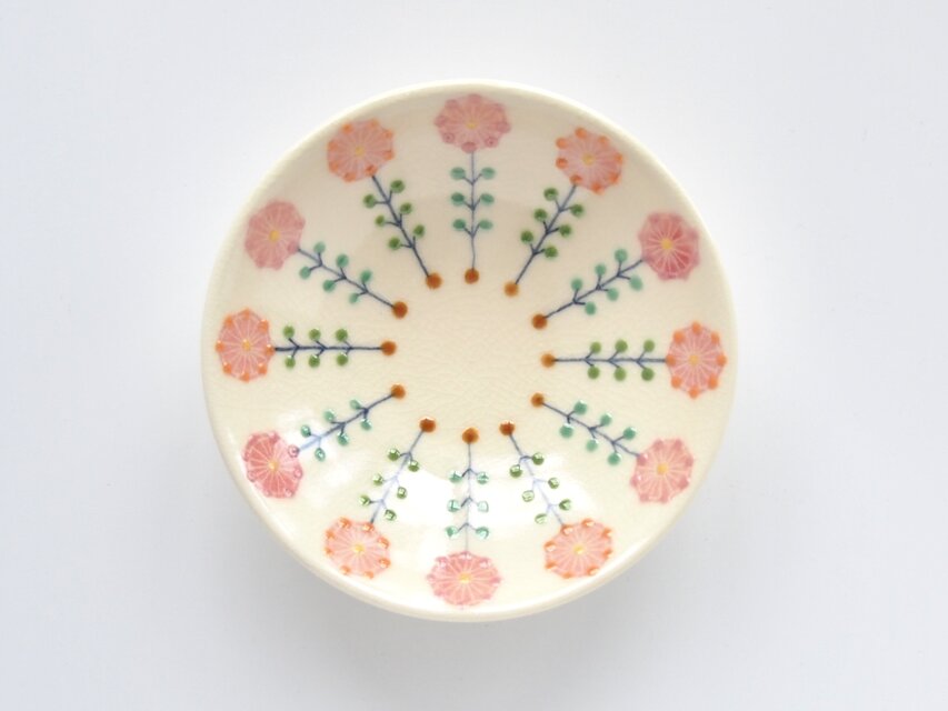 お花畑　カラフルでポップなお花たち　小皿③