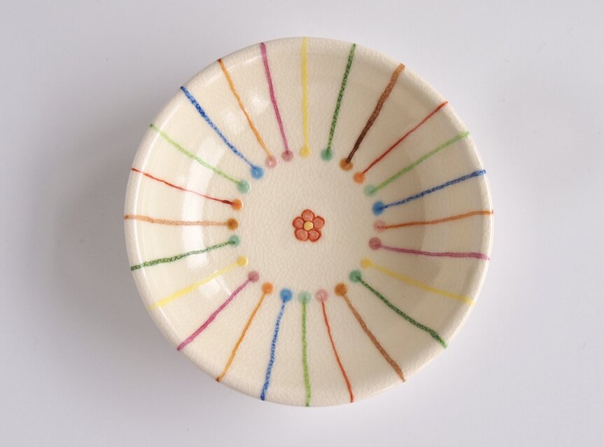 お花畑　カラフルでポップなお花たち　小皿⑤