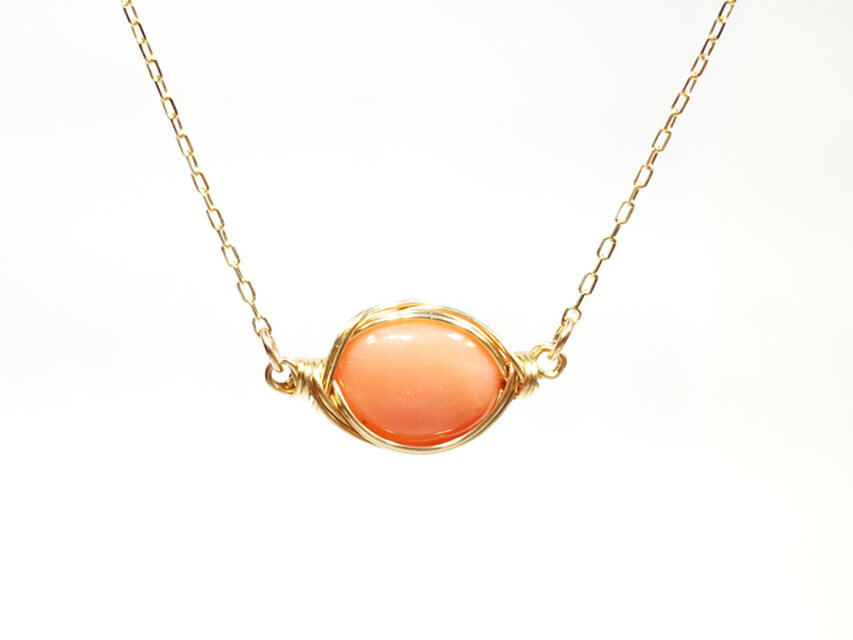 K10 ピンク珊瑚 ネックレス ペンダント BX0700