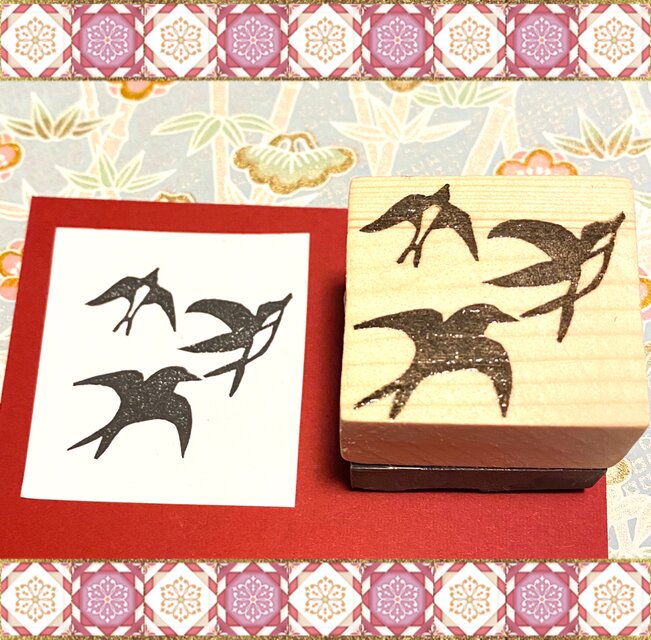 ✿早春のはんこ〓【ツバメ】4㎝四方