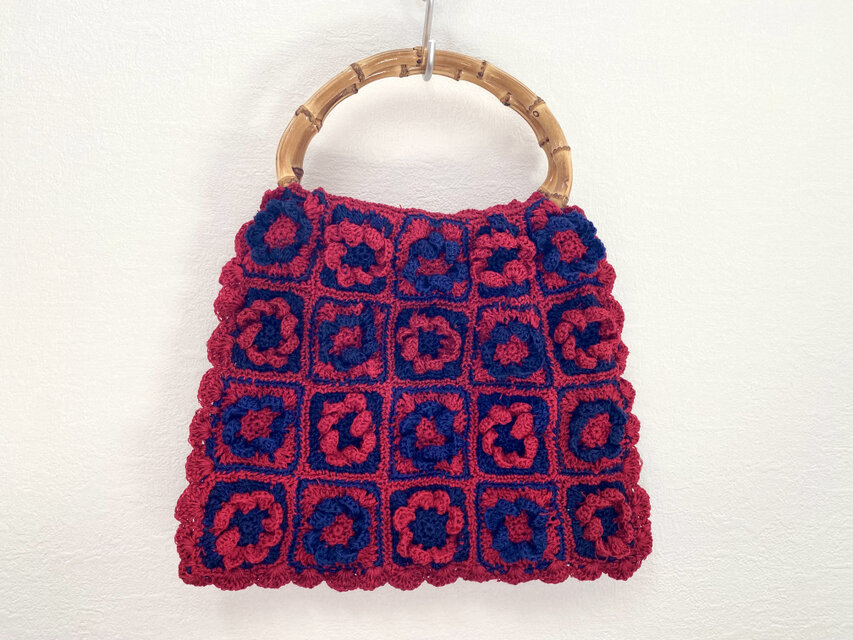 モチーフバッグ　赤×紺